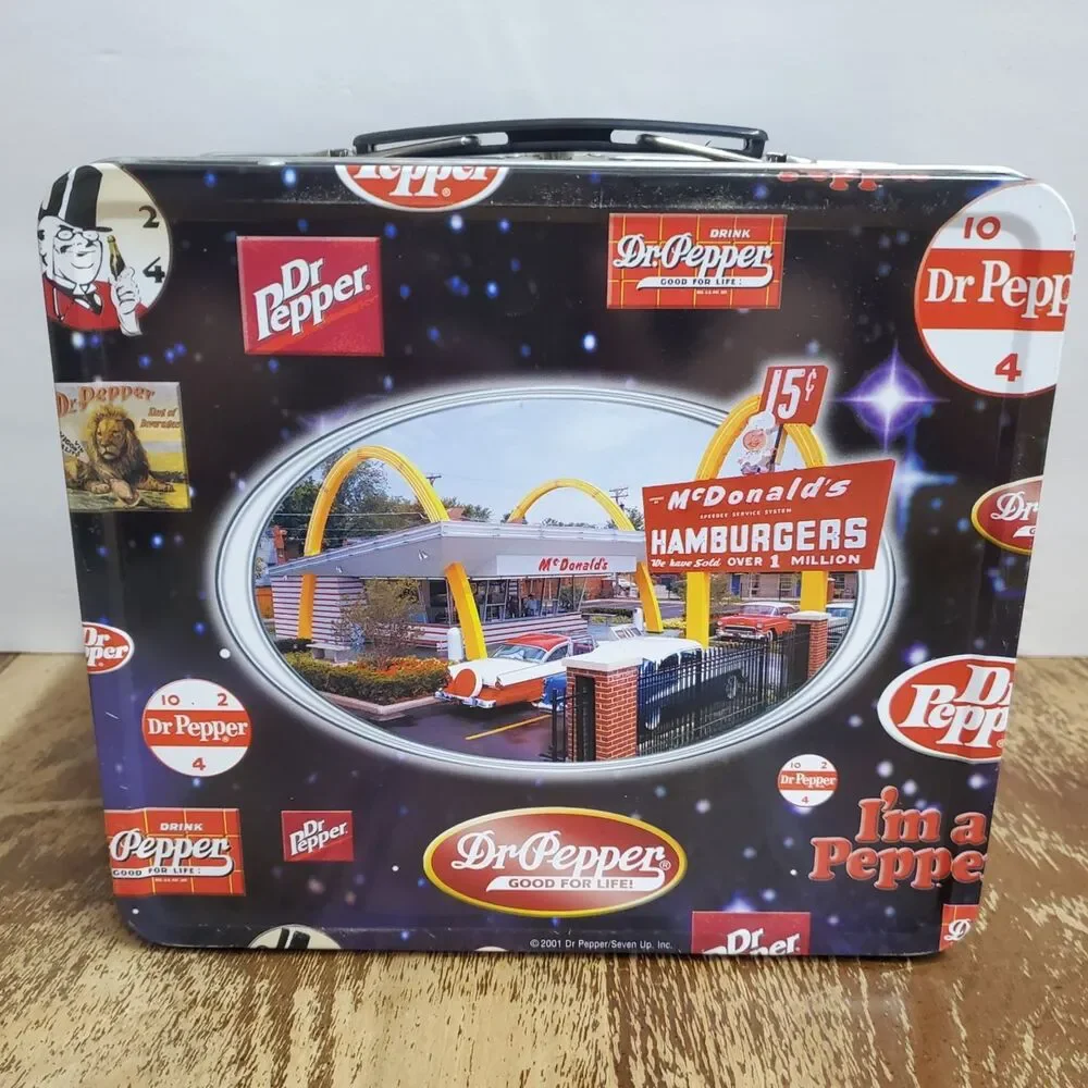 Vintage 2001 Dr Pepper McDonald's Metal Lunchbox Collectible Advertising Tin Box